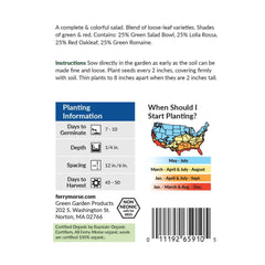 Lettuce, Gourmet Blend Organic Seeds, 1.2g