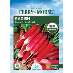 Radish, French Breakfast Organic Seeds, 2.6g