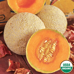 Cantaloupe, Hearts of Gold Organic Seeds, 2.1g