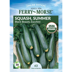 Squash, Black Beauty Zucchini Organic Seeds, 5.3g