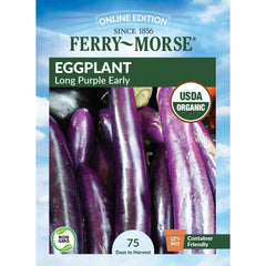 Eggplant, Long Purple Early Organic Seeds, 300mg