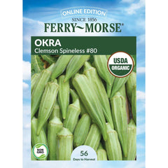 Okra, Clemson Spineless #80 Organic Seeds, 5.3g