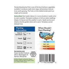 Tomato, Brandywine Pink Fruited Organic Seeds, 300mg