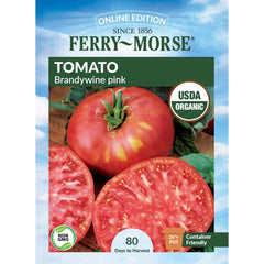 Tomato, Brandywine Pink Fruited Organic Seeds, 300mg