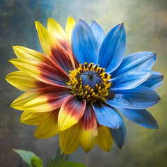Twin-Blossom Half Blue, Half Yellow Sunflower