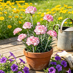 White Pink Picotee Carnation Seeds