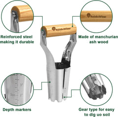 Bulb Planter Garden Tool with 4" Depth Measurment - Ideal for Planting Bulbs Tulips, Daffodils, Dahlias, Garlics - Perfect for Digging Holes, Soil Release, Transplanting