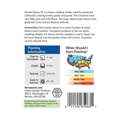 Tomato, Roma Organic Seeds, 300mg