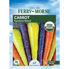 Carrot, Rainbow Mix Organic Seeds, 1.3g