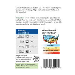 Kale, Lacinato Organic Seeds, 1.9g