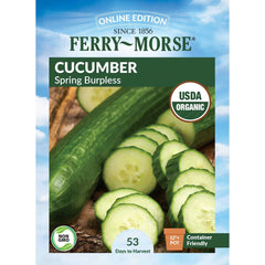 Cucumber, Spring Burpless Organic Seeds, 1.2g