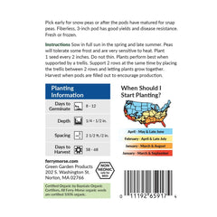 Pea, Cascadia Sugar Snap Organic Seeds, 14g