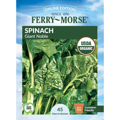 Spinach, Giant Noble Organic Seeds, 4.4g