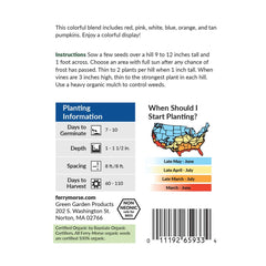 Pumpkin, Fall Rainbow Blend Organic Seeds, 4.4g