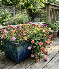 500 Mixed Double Portulaca Seeds - Moss Rose Trailing Ground Cover for Drought Tolerant Rockeries and Hanging Baskets