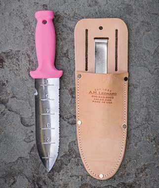 Hori-Hori Gardening Knife Pink & Leather Sheath
