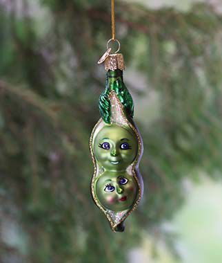 Two Peas in a Pod Glass Ornament